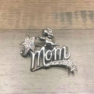 Mom Pin with a Angel on it Formal Mom Silver Pin